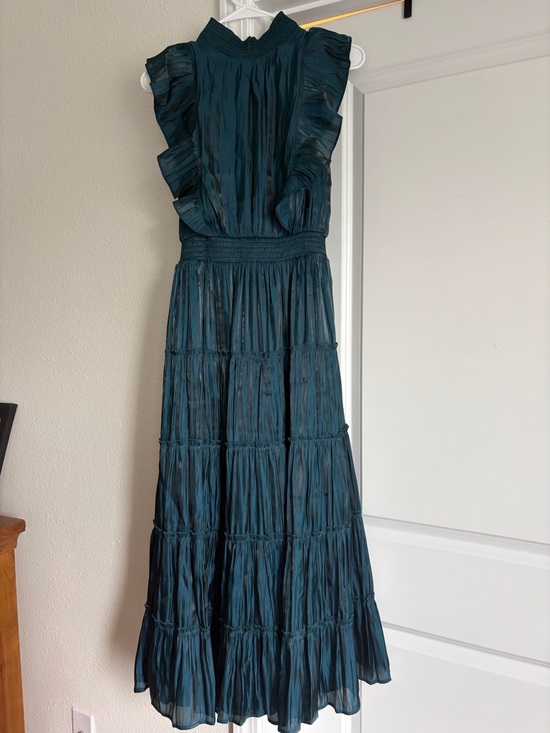 Lulus Dresses & Skirts - Lulu's Teal Ruffled High-Neck Maxi Dress
